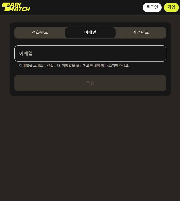 기존 비밀번호 재설정 및 계정 접근 복구 기능이 있는 사이트 페이지