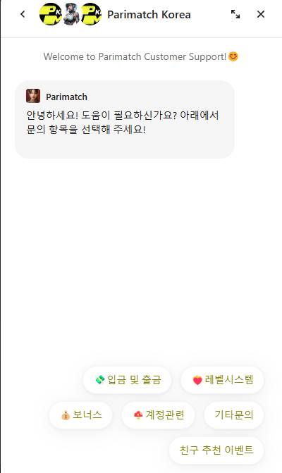 온라인 채팅을 통한 고객 지원팀 문의